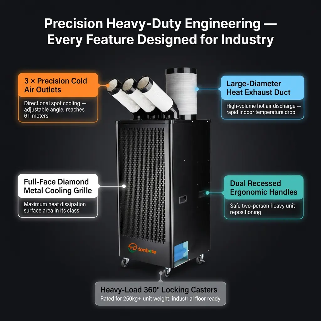 Premium Portable Industrial Spot Cooler 1200m3h High Airflow 7m/s Long Range 3-Minute Rapid Cool LCD Smart Control Premium Portable Industrial Spot Cooler 1200m3h High Airflow 7m/s Long Range 3-Minute Rapid Cool LCD Smart Control