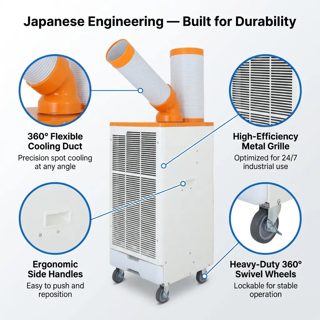 OEM Orange White Japanese Style 3 Min Rapid Cooling Spot Cooler သတ္တုအလုပ်ရုံအတွက် စက်မှုလေအေးပေးစက် OEM Orange White Japanese Style 3 Min Rapid Cooling Spot Cooler သတ္တုအလုပ်ရုံအတွက် စက်မှုလေအေးပေးစက်