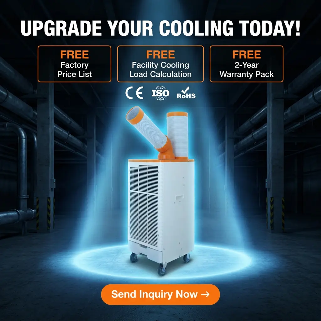 OEM Orange White Japanese Style 3 Min Rapid Cooling Spot Cooler သတ္တုအလုပ်ရုံအတွက် စက်မှုလေအေးပေးစက်
