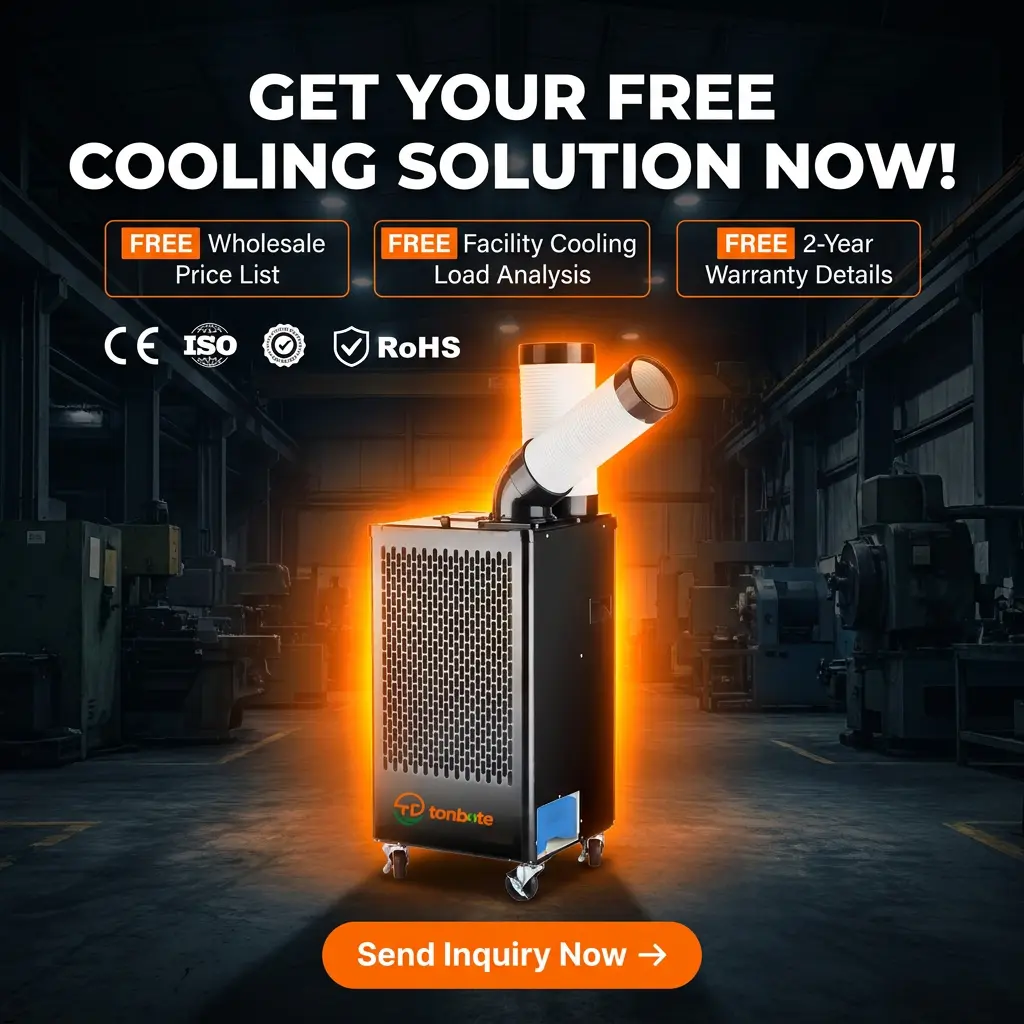 ODM 460m3h Airflow Steel Casing Adjustable Vent Spot Air Conditioner Floor Standing AC Logistics Storage Warehouse